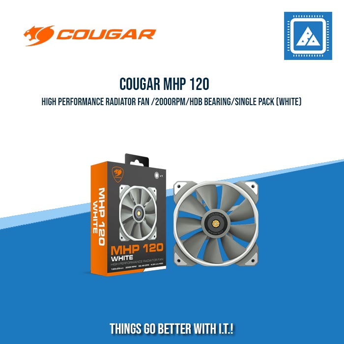 COUGAR MHP 120 HIGH PERFORMANCE RADIATOR FAN /2000RPM/HDB BEARING/SINGLE PACK (BLACK/WHITE) COUGAR MHP 120 HIGH PERFORMANCE RADIATOR FAN /2000RPM/HDB BEARING/SINGLE PACK (BLACK/WHITE)